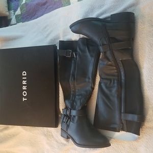 Torrid black leather knee boots